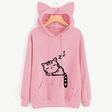 Cat Pattern Hoodie with cat ears