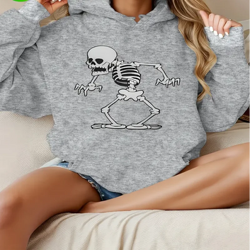 Halloween Skeleton Dancing Hoodie Retro Cartoon