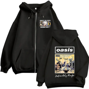 Oasis Hoodie British Rock Band Zip Up Music