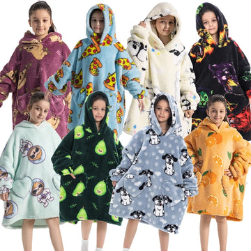 4-14 Years Boys Girls Animal Hoodies Oversized Long