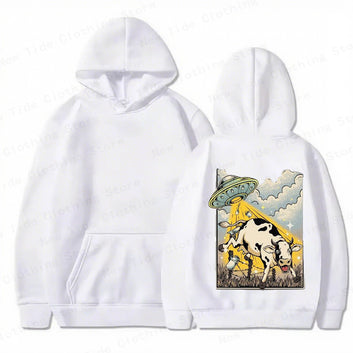 Funny UFO Abducting Cow Hoodie