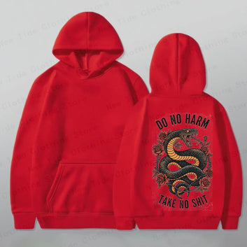 "Do No Harm Take No Shit" Striking Snake Roses Hoodie