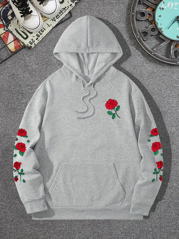 Red Rose Printed Hoodie