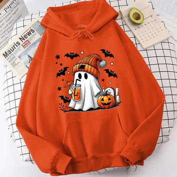 Halloween Ghost Pumpkin Bat Hoodie