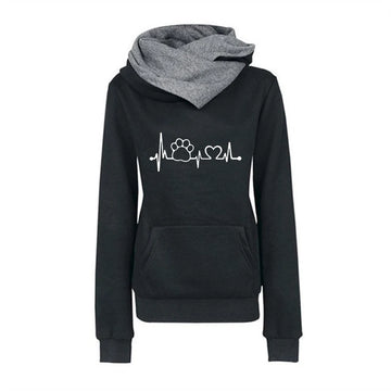 Heart beat dog paw hoodie