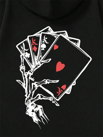 Playing Card skeleton hand hoodie