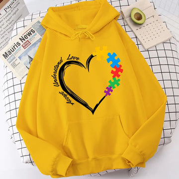 Autism Heart Accept Understand Love Print Hoodie
