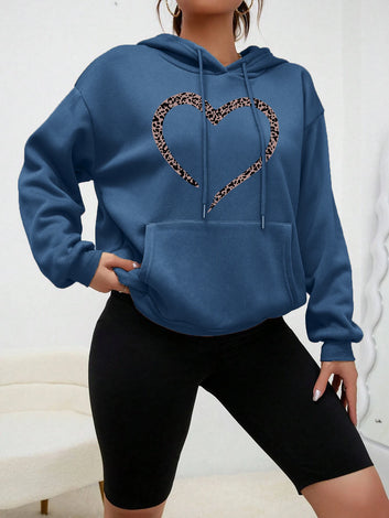 Leopard Print Heart Hoodie