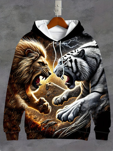 3D Printed Battle animal Pattern hoodie