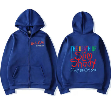 Rapper Eminem The Death of Slim Shady Album Zipper Hoodie