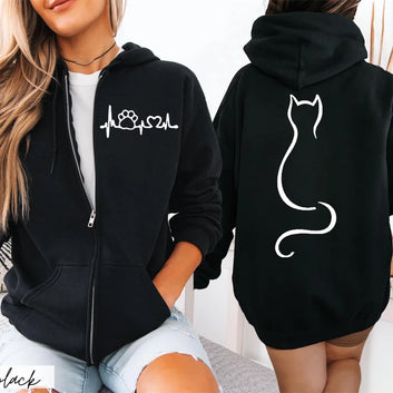 Zipper Hoodie Cute Cat Multiple Designs
