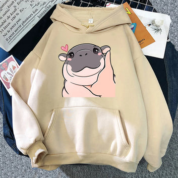 Cute Moo Deng Hoodie hippo funny