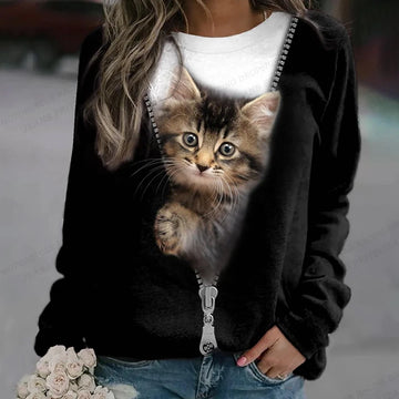 Funny cute cat sweater Women