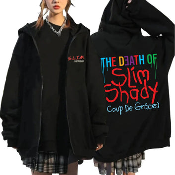 Rapper Eminem The Death of Slim Shady Album Zipper Hoodie