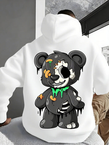 Cartoon Bear Graphic Print Hoodie