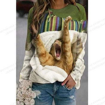 Funny cute cat sweater Women