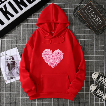 Heart Shape Print Graphic Hoodie