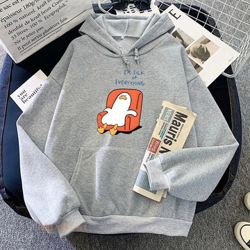 I'M SICK EVERYHING Funny Duck Cartoon hoodie