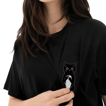 Tshirt with pocket funny animal middle finger
