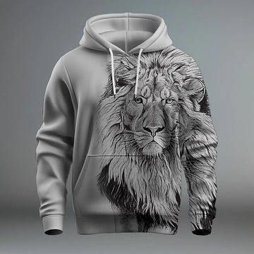 3D Lion Printed Hoodie