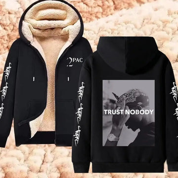 Tupac Lambswool Zipper Hoodies RapperThicken Jackets