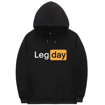 Funny Leg Day Hoodie Men Women Fleece Cotton Loose
