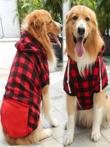 Pet flannel hoodie with zipper pocket
