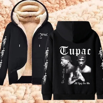 Tupac Lambswool Zipper Hoodies RapperThicken Jackets