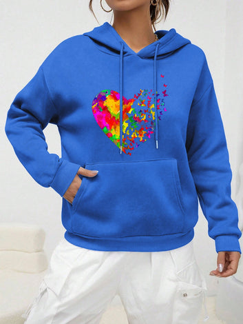 Colorful Butterfly Heart Print hoodie
