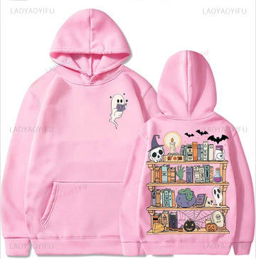 Halloween Hoodie Spooky Library Bookshelf