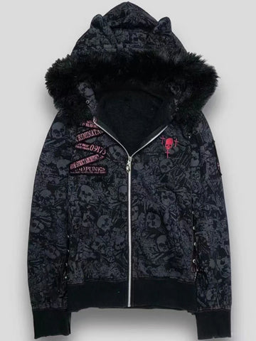 Goth Skull and bones hoodie zip up