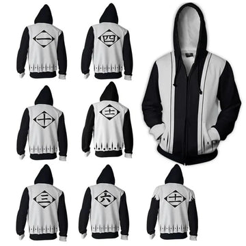 BLEACH Captain symbols Anime Hoodie Zip Up