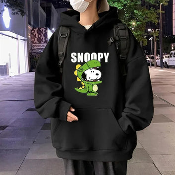 Cartoon Cute Snoopy in dinosaur costume hoodie funny