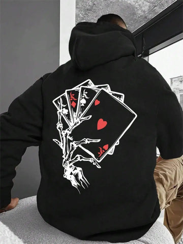 Playing Card skeleton hand hoodie