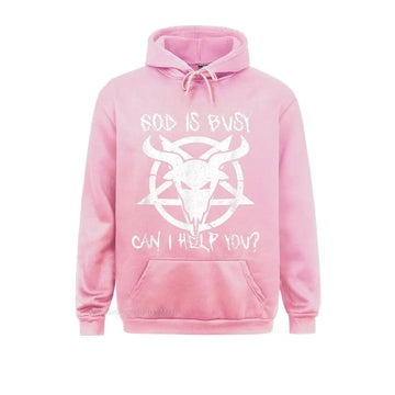 God Is Busy Can I Help You Funny Satan Goat Hoodie
