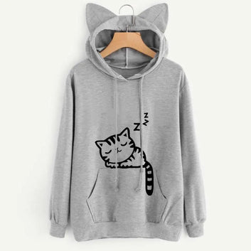 Cat Pattern Hoodie with cat ears