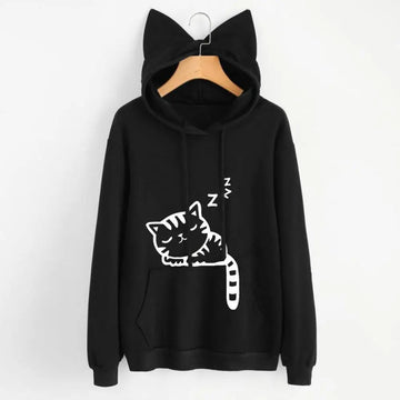 Cat Pattern Hoodie with cat ears