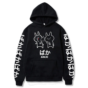 2021 Summer Japanese Anime Baka Rabbit Slap Hoodies Japan Anime Funny Cute Hoody Harajuku Black Japanese Sweatshirt Pullover