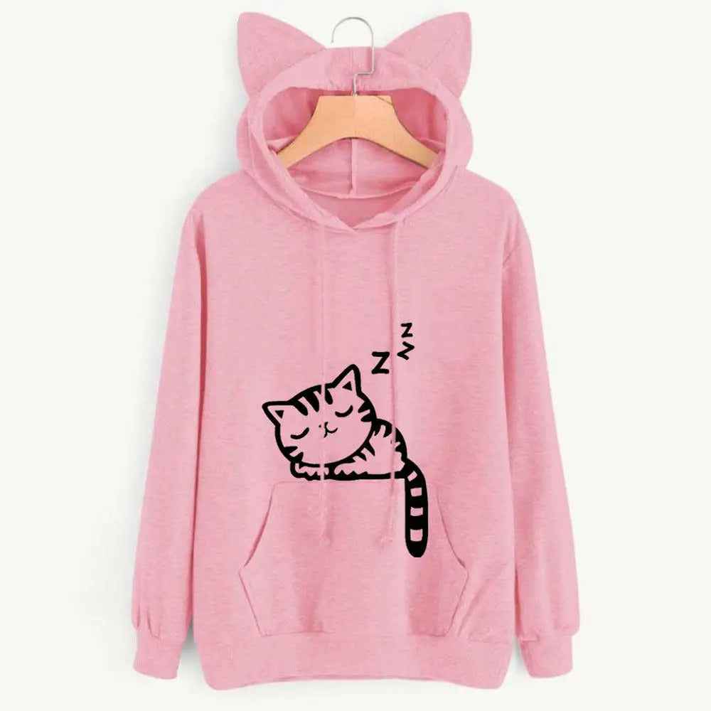 Cat Pattern Hoodie with cat ears