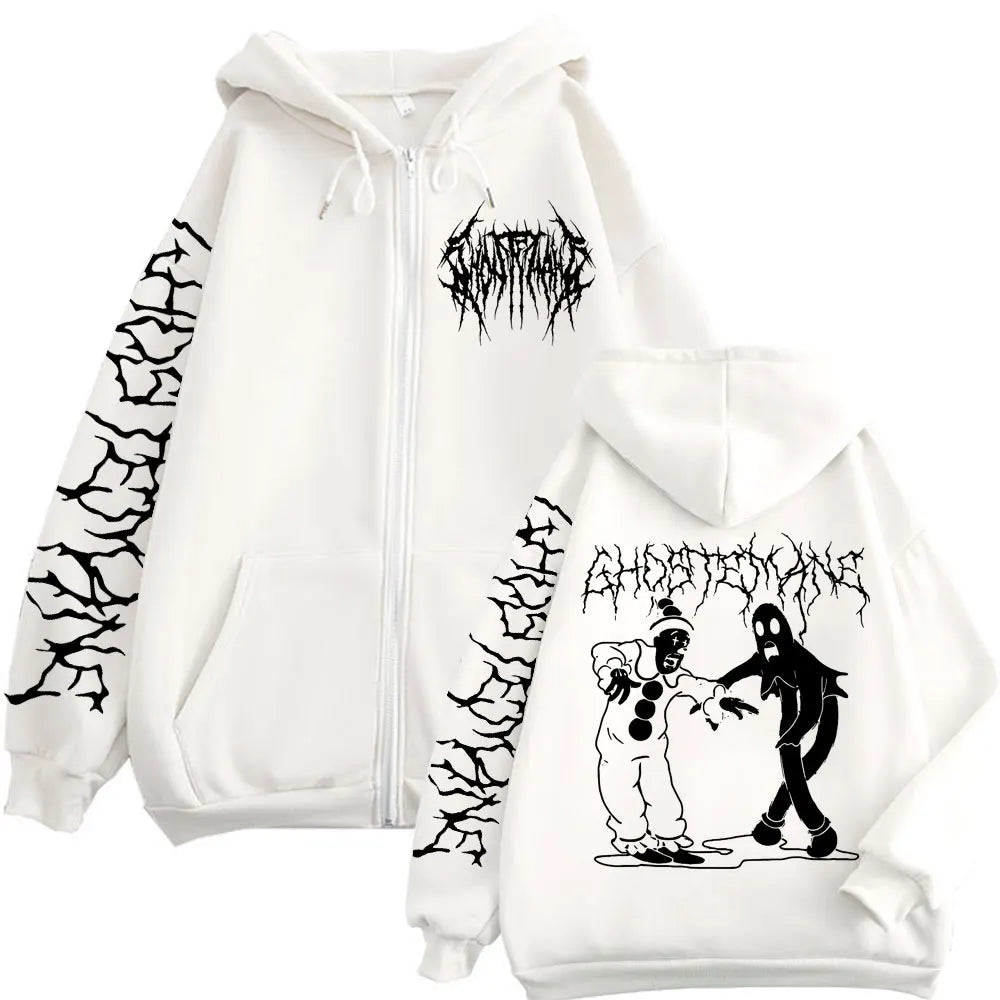 Ghostemane Print Zipper Hoodies Metal Rock Pop Music