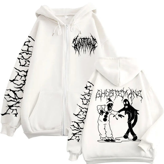 Ghostemane Print Zipper Hoodies Metal Rock Pop Music