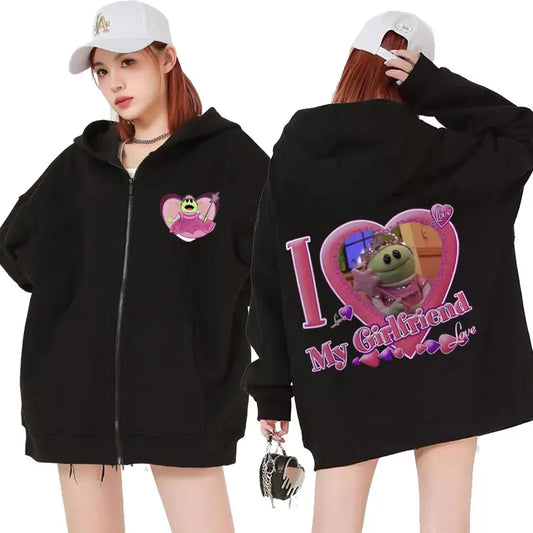 Nanalan Wonderful Girl Heart Cute Zipper Hoodies Men Women's Retro Oversized Zip Up Jacket Sweatshirt Harajuku Hoodie Streetwear