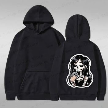 Skeleton Girl with Drink Hoodie