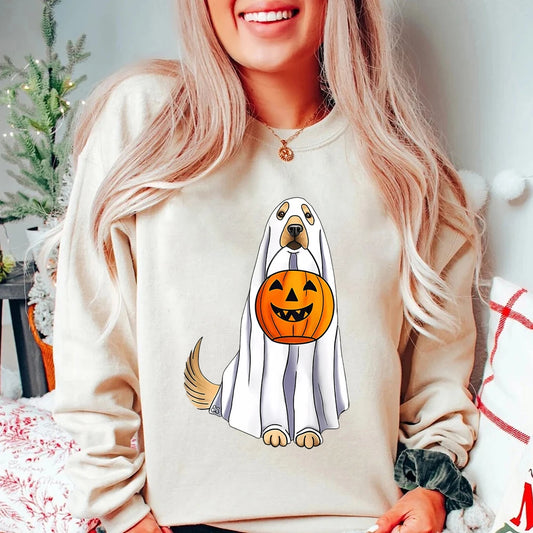 Halloween Dog ghost funny sweater