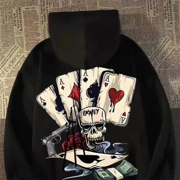 Skull and card Hoodie