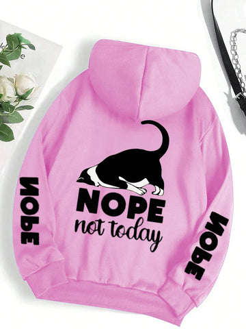 Nope Not Today Cute Cat Hoodie Funny