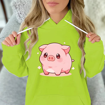 Pig Cartoon Hoodie Funny Animal Lover