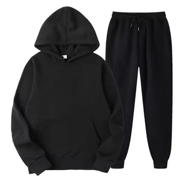 Men Tracksuit 2 Pieces Set Hoodie plain color