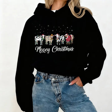 Christmas Cow farmer hoodie funny