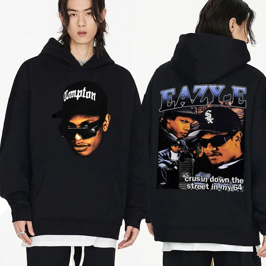 90s Rapper Eazy E Graphic Hoodie Men 90s Vintage Harajuku Hooded Sweatshirt Casual Oversized Hip Hop Streetwear Hoodies Unisex